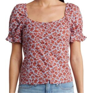 NWOT || Madewell || Floral Puff Sleeve Smocked Peasant Top Size 12